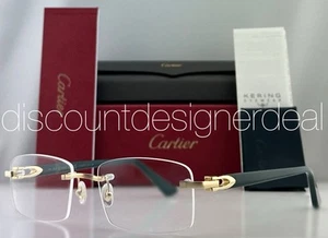 Cartier Frameless Eyeglasses CT0287O 011 Gold Metal Green Temples Clear Lens 56 - Picture 1 of 9