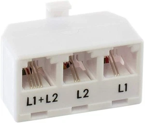 Telephone Line Splitter Adapter RJ11| Dual Line Separator 4 Conductor (WHITE) - Afbeelding 1 van 9