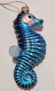 Addobbo albero di Natale cavalluccio marino glitter 5,5" Robert Stanley raro bellissimo blu - Foto 1 di 12
