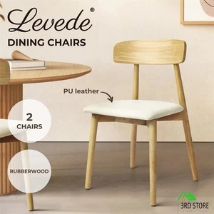Levede 2x Dining Chairs Kitchen Chair PU Leather Rubberwood Frame Cafe Lounge - Picture 1 of 6