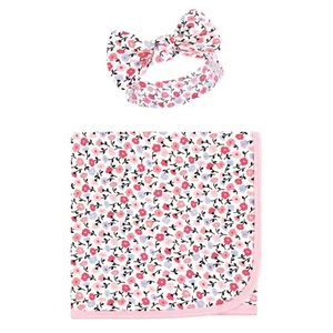 Unisex Baby Organic Cotton Swaddle Blanket and Headband or Cap, Ditsy Floral,... - Picture 1 of 1