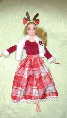 Barbie Kleid Rentier Weihnachtskleid Weihnachten Kleidung Set 3tlg Ballkleid K19 - Bild 1 von 2