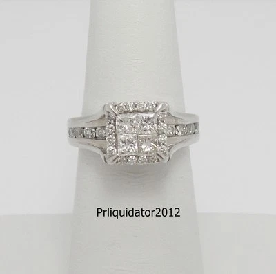 1.25CT Natural Diamond Halo Engagement Anniversary Wedding Ring 14K White Gold - Image 1 of 4