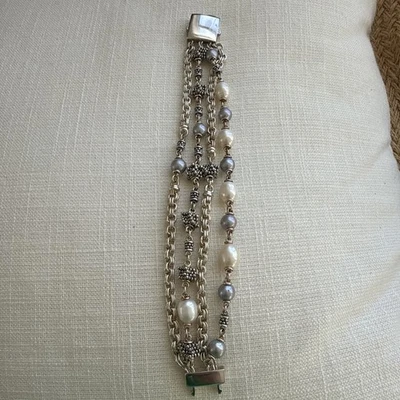 Michael Dawkins Sterling Silver 4 Strand Bracelet 7” Inside 75.8g - Image 1 of 4