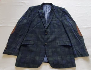 Blazer US POLO ASSN in velluto a coste a quadri 46R cappotto sportivo foderato toppa gomito verde navy* - Foto 1 di 10