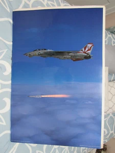 Vintage 1991 Grumman F-14 VF-111 Sundowner Firing Phoenix Missile 30x20 Poster - Picture 1 of 12