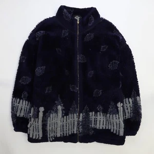 Vintage Autumn Trees Fleece Jacket Size Large Nature AOP - Picture 1 of 4