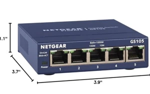 🔥NETGEAR GS105 5-Port Gigabit Ethernet Unmanaged Switch - Afbeelding 1 van 4
