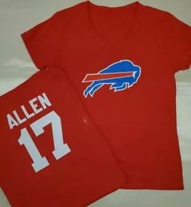 20117 CAMISETA DE FÚTBOL AMERICANO DE MUJER JOSH ALLEN cuello en V de los Buffalo Bills ROJA Nueva - Imagen 1 de 1