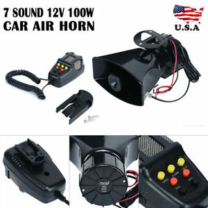 100W 12V 7 Sound Loud Car Alarm Fire Horn Siren PA Speaker MIC System