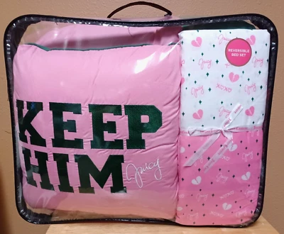 Juicy Couture Reversible "DUMP HIM/KEEP HIM" 8-piece QUEEN Comforter Bed Set - Image 1 of 4
