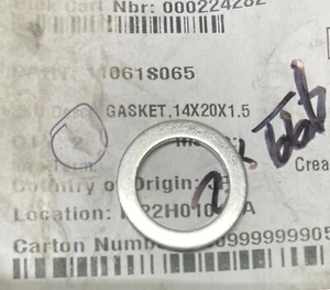 New Genuine OEM Kawasaki GASKET 14X20X1.5 - 11061S065 - Picture 1 of 1