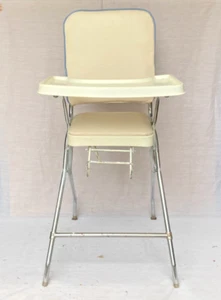 Vintage Comfort Lines Baby Folding 39" High Chair Vinyl Padded Retro - Nice!! - Picture 1 of 6