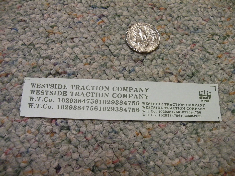 Herald King decals HO Westside Traction Company green  ZZ3 - Image 1 of 1