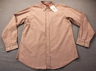 Southern Proper Mens Dusty Cedar Red USA Flag Dog Logo Button Shirt NWT M  $100 - Image 1 of 4