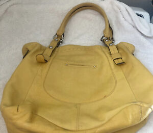 B. Makowsky Handbag Yellow W Silver Hardware Double Handle Very  Good Condition