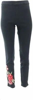 Pantalones de mezclilla Susan Graver altos elásticos negros pierna ajustada-negro-regular 10-NUEVO-A347166 Foto 1 de 2