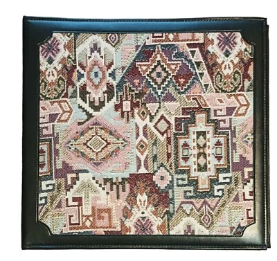 Álbum de fotos vintage tapeçaria álbum de recortes couro asteca sudoeste encadernador anel 13x12 - Imagem 1 de 4