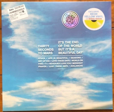 Thirty Seconds To Mars End of The World Yellow Vinyl Record New 888072516458 - Image 1 of 4