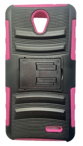 SW Premium Case with Kickstand for ZTE Avid Plus - Black/Pink - Picture 1 of 10