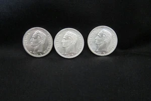 3 - Coin Lot Of 1965 Venezuela .835 Silver 1 (Un) Bolivar BU Coins - Picture 1 of 2