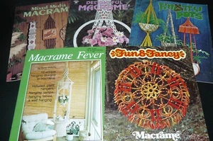 Lot of 5 Vintage Macrame Pattern Books Mixed Media Knotty Pots Delightful Fun.. - Picture 1 of 4