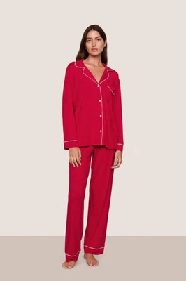 Conjunto de pijama largo modal Eberjey Gisele TENCEL rojo acebo/marfil talla pequeña Foto 1 de 3