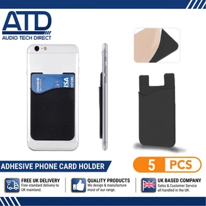 Téléphone Porte-Carte Silicone Adhésif Argent Poche Housse Étui Sûr Noir x5 - Photo 1 sur 12