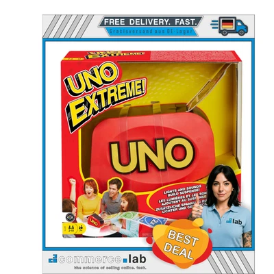 Mattel Games UNO Extreme, UNO Kartenspiel für die Familie, mit Kartenwerfer, ...