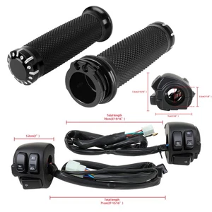 For Harley Davidson 1" Handlebar Hand Grips with Switches Control Housing Black - Picture 1 of 16