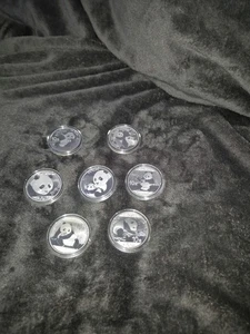 JOB LOT/ DATE RUN 7 X .999 Silver Panda 10 Yuan Bullion Coins 2015-2021 - Picture 1 of 2