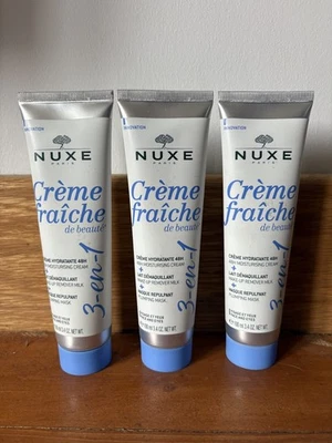 3 x PACK NUXE Creme Fraiche de Beaute 3 in 1 Moisturiser, MU Remover, Mask 100ml