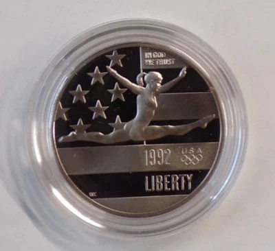 1992 MINT Uncirculated Olympic Gymnastics USA Liberty Half Dollar 50 Cents - Image 1 of 2