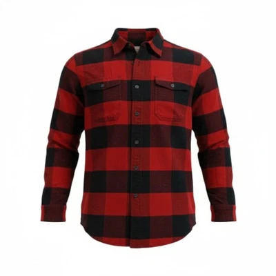 Camisa Heritage de franela para hombre roja y negra a cuadros con botones - Talla: mediana Foto 1 de 3