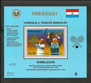 PARAGUAY TENNIS NAVRATILOVA -BECKER MI. bl. 437 PROBE POSTFRISCH - Bild 1 von 1