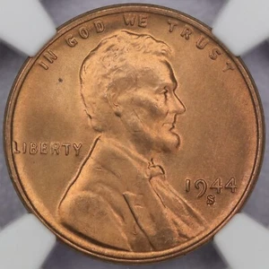 1944-S 1c Lincoln Wheat Cent - NGC MS 67 RD - Picture 1 of 4