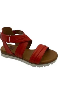 Miz Mooz Leather Cross-Strap Sport Sandals Scarlet - Picture 1 of 3