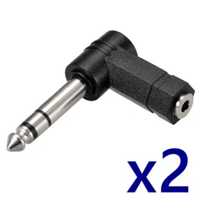( Pack of 2 ) 6.35mm 1/4 Male Jack to 3.5mm Female Stereo Adapter Convertor - Picture 1 of 3