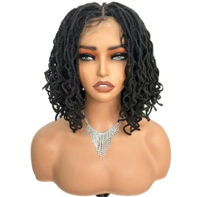 12" Curly Faux Locs Wig for Black Women Full Lace Afro Dreads Wig with Baby Hair - Image 1 of 4
