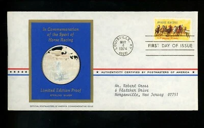 US FDC #1528 Postmasters of America / .925 Silver 1974 KY Horse Racing Derby PNC - Image 1 of 3