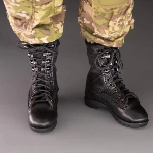 1/6 Male Soldier Black Hollow Combat Boots For 12'' Male Figure Body Model Doll - Picture 1 of 2