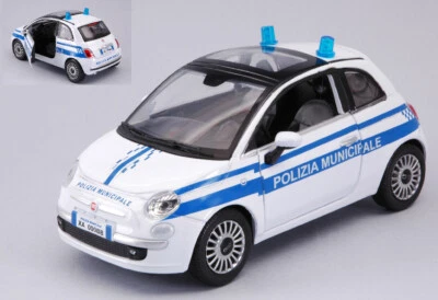 MODELLINO AUTO STATICO NEW RAY FIAT NUOVA 500 POLIZIA MUNICIPALE SCALA 1/24 - Immagine 1 di 4