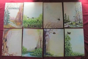 1940s ORIGINAL V.LAZARKEVICH 8pcs WATERCOLOR AQUARELLE CHILD BOOK PAGE DESIGNS - Picture 1 of 12