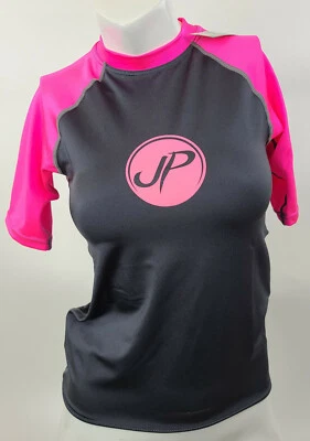 $40 Jet Pilot Women's Mrs Corpo Short Sleeve Rashguard Pink Grey Size XS S M L