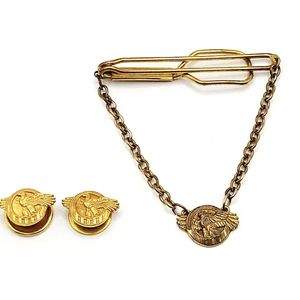 WW2 Era Ruptured Duck Discharge US Military Dress Tie Clasp Chain & Two Buttons - Bild 1 von 18