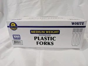 Medium Weight Disposable Plastic Forks Bulk White Plastic Silverware 1000ct - Picture 1 of 5