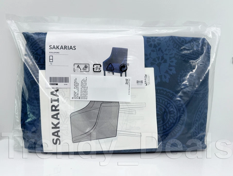 Ikea SAKARIAS Armchair COVER ONLY kvillsfors blue paisley 505.117.63 -