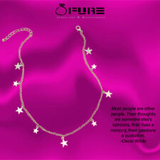 Star Choker Necklace Silver Star Tassel Chain Pendant Collar Sterling Silver 