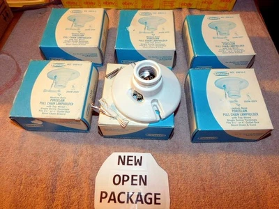 Lote De 6 NUEVO Porcelana LEVITON De Colección Tirador Cadena Portalámparas 29816-C Accesorio Foto 1 de 4