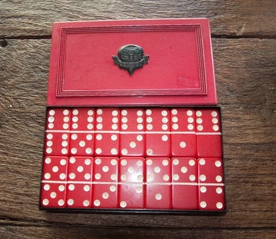 Vintage Crisloid Top Grade Dominos Red  Standard Domino Set With Case Bakelite? - Image 1 of 3